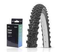 Laxzo ® Mountain Bike Tyre with Schrader Tube 24" x 1.75 for Mountain, Road, BMX, Or Children Bicycles with 24" Wheels. Steel Wire Cord Bead for Tyre Reinforcement, Seamless Construction