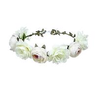 Lay Flat Hair Clip Simulation Rose Garland Seaside Photo Garland Hairband Headwear Hair Snap Clips Women (A, One Size)
