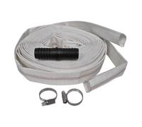 Lay Flat Hose Kit 2" ID 15 m - Discharge Water Pump Transfer Hose 8 Bar Working 24 Bar Burst - with 2 Hose Clips and Repair Joiner for Irrigation Drainage Dewatering Flood