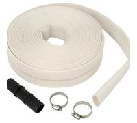 Lay Flat Hose Set 25 mm / 1 inch x 15 m with Repair Joiner and 2 Clips - 8 Bar Working Pressure, 24 Bar Burst Pressure - Flexible Roll Flat Water Discharge Hose for Irrigation, Agriculture, Industry
