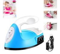 Lay Flat Mini Iron for Hair, Mini Craft Iron, Lay Flat Mini Iron for Hair Holics Beauty, Charging Base Accessories for Beads Patch Clothes (Blue)