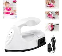 Lay Flat Mini Iron for Hair with Charging Base Accessories for Beads Patch Clothes (White)