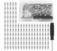 LAY STAY 151Pcs Metal Leather Rivets Studs for Clothing, Silver Bullet Spike Cone Studs Flat Back, Punk Spikes Stud Cool Rivet DIY Set, Easy to Install, Showcasing a Stylish Punk Aesthetic