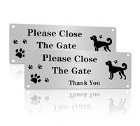 LAY STAY 2Pcs Please Close the Gate Sign Dog, Please Close the Gate Sign Metal Aluminum, Waterproof Reflective Gates Warning Signs for Fences, Walls, Doors, Gardens, Courtyard, Farm