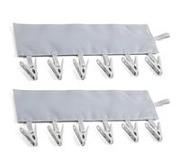 lay stay 2Pcs Sock Peg Dryer for Heated Air Dryers, Sock Peg Hanger with 6 Pegs Socks Hangers, Pegs Hanger for Underwear & Socks, Grey Clothes Drying Strap for Travel and Home