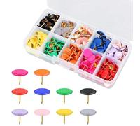 LAY STAY 300Pcs Drawing Pins for Notice Board, Push Pins for Cork Board, Map Pin with Coloured Heads, Round Head Metal Thumb Tacks with Storage Box, Home/Office/School Supplies