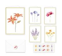 LAY STAY Greeting Cards with Envelopes, Floral Blank Greeting Card, Floral Blank Cards with Envelopes and Stickers, Suitable for Weddings, Birthday Parties and Other Occasions