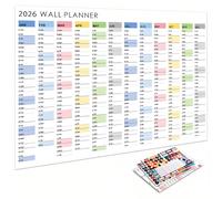LAY STAY Yearly Wall Planner 2026, Year Calendar 2026 Wall Planner, Self Adhesive Walls Planners from Jan to Dec, Highlighted Folded for Home, Office, Teacher Calendars & Personal Organisers