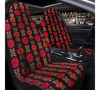 Lay U Home 2pcs Vintage Red-Orange Floral Car Seat Covers Compatible for Fit Machine-Washable Front Seat Protectors for Cars SUVs Trucks and Sedans