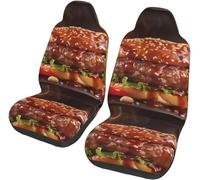 Lay U Home Anti-Slip Food Pattern Front Car Seat Cover Full Set 2 Pieces Universal Durable Car Accessories (Spanish translation of Funda asiento coche lantera antislizante con estampado alimentos...)