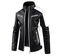 Lay U Home Autumn Winter Casual Men's Leather Jacket,Slim Fit Fleece-Lined Youth PU Leather Coat-Versatile for Business Casual,Outdoor,Hiking,Cycling,Sports,Commuting,Work