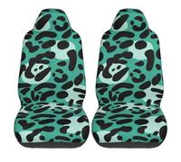 Lay U Home Black and Green Leopard Print Pattern Car Seat Covers 2 Pcs Front Seat Protector Bucket Seat Covers Animal Auto Accessories