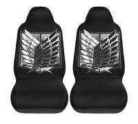 Lay U Home Black and White Attack on Titan Wings Pattern Car Seat Cover 2pcs Printing Animal Front Protector Accessories Cushion Set