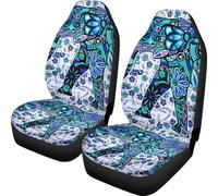 Lay U Home Blue Elephant Design Unique Auto Front Car Seat Covers Set of 2 Universal Fit Most Cars (Spanish translation of Funda asiento coche con diseño elefante azul...)