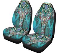 Lay U Home Blue Elephant Design Unique Auto Front Car Seat Covers Set of 2 Universal Fit Most Cars (Spanish translation of Funda asiento coche con diseño elefante azul...)