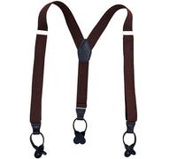 Lay U Home Buttons Suspenders Unisex PU Leather Braces Man's Suspenders Y-Back Ligas Trouser 3.5x120cm