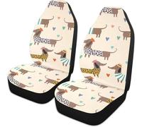 Lay U Home Car Seat Cover Dachshund Butterfly Print Cute Animal for Men Women Stretch Washable Animal Auto 2PCS Seat Protector Covers