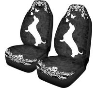 Lay U Home Car Seat Cover Dachshund Butterfly Print Cute Animal for Men Women Stretch Washable Animal Auto 2PCS Seat Protector Covers
