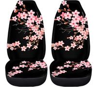 Lay U Home Cherry Blossom Seat Covers Car Accessories 2 Pcs Set Vehicle Front Seat Protector Interior Protectors Car Mat Covers Universal