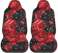 Lay U Home Dice Abstract 3D Red Black Car Seat Covers 2 Pcs Set Vehicle Front Seat Protector Car Mat Covers Animal Print One Size