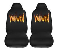 Lay U Home Flame Text Yahweh Pattern 2 PCS Car Seat Covers Front Auto Seat Cover Breathable Car Bucket Seats Protector Covers Animal Fit