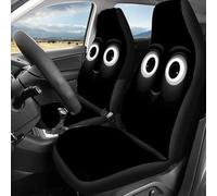 Lay U Home Funny Cartoon Eyes Car Seat Covers Polyester with Facial Expression Design Black (Spanish translation of Fundas para asientos coche con ojos divertidos dibujos animados...)