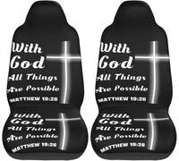Lay U Home Funny Christian Faith with God All Things Are Possible Car Seat Covers Full Set 2 Pieces for Men Women (Spanish translation of Divertida fe cristiana con Dios...)
