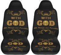 Lay U Home Funny Christian Faith with God All Things Are Possible Car Seat Covers Full Set 2 Pieces for Men Women (Spanish translation of Divertida fe cristiana con Dios...)