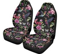 Lay U Home Hawaiian Hawaii Aloha Print with White Hibiscus Flower Car Seat Covers Front Seat Protector Cover Mat Full Set of 2pc Universal