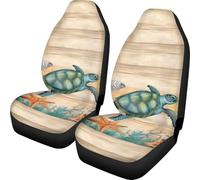 Lay U Home Hawaiian Hawaii Aloha Print with White Hibiscus Flower Car Seat Covers Front Seat Protector Cover Mat Full Set of 2pc Universal