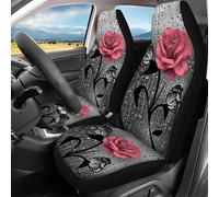 Lay U Home Hippie Flower Automobile Seat Covers Daisy Front Car Seat Covers Set of 2 Protector Car Mat Animal Fit Most Car Truck