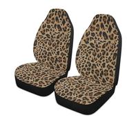 Lay U Home Leopard Print Car Seat Covers Front Seat Black Grey Cool Design Bucket Seat Protectors for Vehicle
