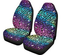Lay U Home Leopard Print Car Seat Covers Front Seat Black Grey Cool Design Bucket Seat Protectors for Vehicle