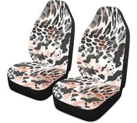 Lay U Home Leopard Print Car Seat Covers Front Seat Black Grey Cool Design Vehicle Bucket Seat Protectors Animal Fit Most Vehicle Sedan
