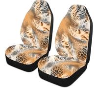 Lay U Home Leopard Print Car Seat Covers Front Seat Black Grey Cool Design Vehicle Bucket Seat Protectors Animal Fit Most Vehicle Sedan