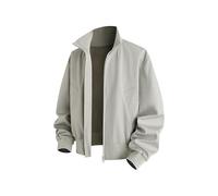 Lay U Home Men's Autumn Stand Collar Workwear Jacket Solid Color Youth Top Fashion Outerwear Modern Street Style Coat with Minimalist Design and Comfortable Fit