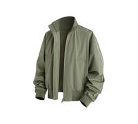 Lay U Home Men's Autumn Stand Collar Workwear Jacket Solid Color Youth Top Fashion Outerwear Modern Street Style Coat with Minimalist Design and Comfortable Fit