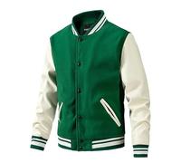 Lay U Home Men's Autumn Winter Fashion Baseball Jacket with PU Sleeves,Casual Outerwear-Versatile for Business Casual,Outdoor,Hiking,Cycling,Sports,Commuting,Work