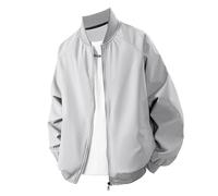 Lay U Home Men's Baseball Jacket Solid Color Loose Fit Flight Coat, Unisex Couple Matching Outerwear, Autumn Spring Casual Wear, Vintage Inspired Sports Style Top