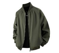 Lay U Home Men's Baseball Jacket Solid Color Loose Fit Flight Coat Unisex Couple Matching Outerwear Autumn Spring Casual Wear Vintage Inspired Sports Style Outerwear