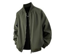 Lay U Home Men's Baseball Jacket Solid Color Loose Fit Flight Coat, Unisex Couple Matching Outerwear, Autumn Spring Casual Wear, Vintage Inspired Sports Style Top