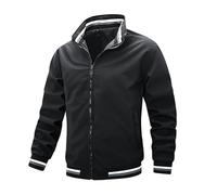 Lay U Home Men's Casual Stand Collar Baseball Jacket,Spring Autumn Sports Coat,Pilot Style-Versatile for Business Casual,Outdoor,Hiking,Cycling,Sports,Commuting,Work