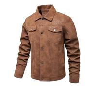 Lay U Home Men's Faux Leather Biker Jacket, Motorcycle Style Coat, PU Leather Outerwear, Casual Streetwear Jacket