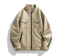 Lay U Home Men's Leather Jacket,Single Layer Casual Coat,Slim Fit for Youth in Autumn/Winter-Versatile for Business Casual,Outdoor,Hiking,Cycling,Sports,Commuting,Work