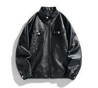 Lay U Home Men's PU Leather Jacket,Single Layer Casual Coat,Slim Fit for Youth-Versatile for Business Casual,Outdoor,Hiking,Cycling,Sports,Commuting,Work