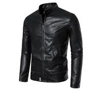 Lay U Home Men's PU Leather Jacket,Spring Autumn High-Street Color-Block Baseball Jacket,Loose Fit-Versatile for Business Casual,Outdoor,Hiking,Cycling,Sports,Commuting,Work