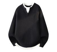 Lay U Home Men's Pullover Knitted Sweater Autumn Winter Lazy Style Woolen Sweater Youth Loose Fit Casual Base Layer Knitwear Comfortable Daily Wear Top