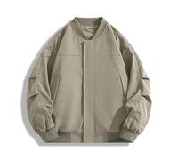 Lay U Home Men's Retro Baseball Jacket, Loose Fit Pilot Bomber Coat, Casual Streetwear Outerwear, Autumn Spring Fashion Top with Vintage Inspired Design and Comfortable Fit