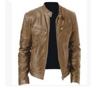 Lay U Home Men's Winter Business Warm PU Leather Jacket with Pocket Details,Stand Collar Slim Fit-Versatile for Business Casual,Outdoor,Hiking,Cycling,Sports,Commuting,Work