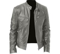 Lay U Home Men's Winter Business Warm Zippered Cardigan with Pocket Detail,PU Leather Stand Collar Slim Fit Jacket-Versatile for Business Casual,Outdoor,Hiking,Cycling,Sports,Commuting,Work